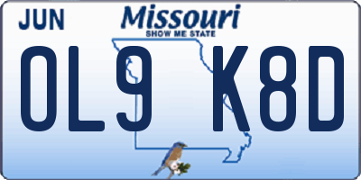 MO license plate OL9K8D