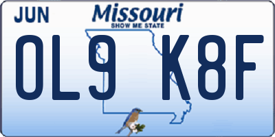 MO license plate OL9K8F
