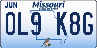 MO license plate OL9K8G