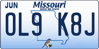 MO license plate OL9K8J