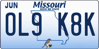 MO license plate OL9K8K