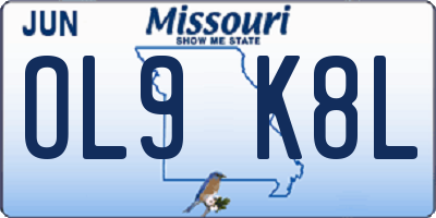 MO license plate OL9K8L