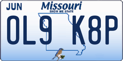 MO license plate OL9K8P