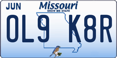 MO license plate OL9K8R