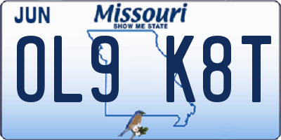 MO license plate OL9K8T