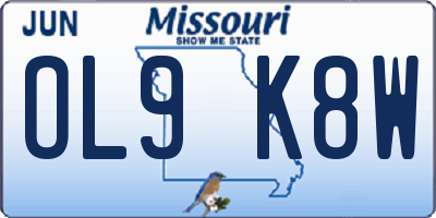 MO license plate OL9K8W
