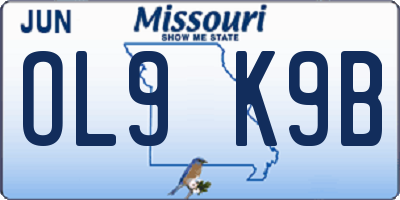 MO license plate OL9K9B