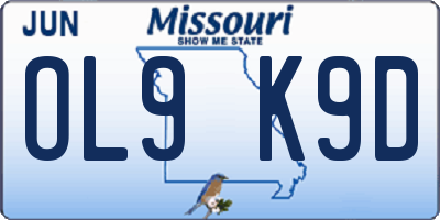 MO license plate OL9K9D