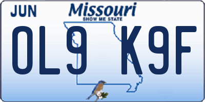 MO license plate OL9K9F