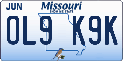 MO license plate OL9K9K