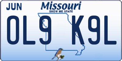 MO license plate OL9K9L