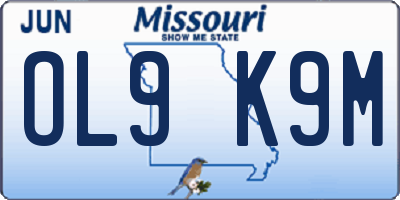 MO license plate OL9K9M