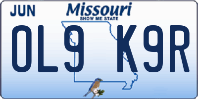 MO license plate OL9K9R