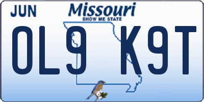 MO license plate OL9K9T