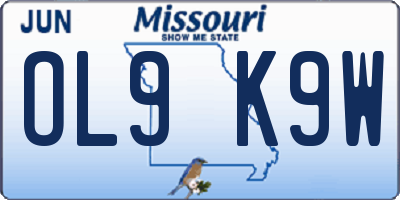 MO license plate OL9K9W