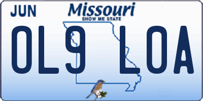 MO license plate OL9L0A