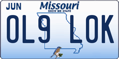 MO license plate OL9L0K