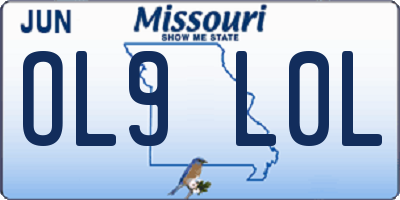 MO license plate OL9L0L