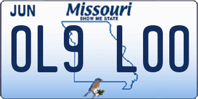 MO license plate OL9L0O