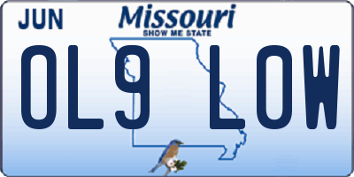 MO license plate OL9L0W