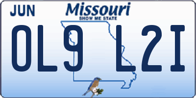 MO license plate OL9L2I