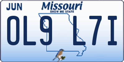 MO license plate OL9L7I
