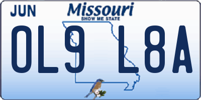 MO license plate OL9L8A