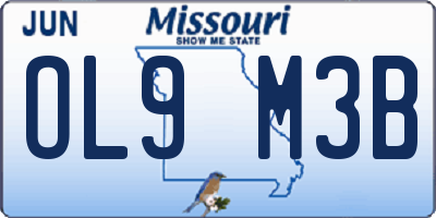 MO license plate OL9M3B