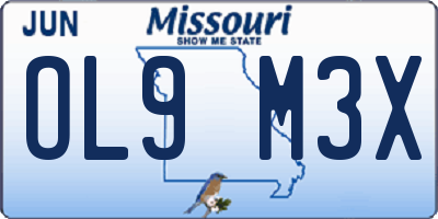 MO license plate OL9M3X