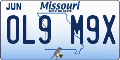 MO license plate OL9M9X