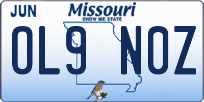 MO license plate OL9N0Z