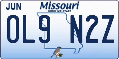 MO license plate OL9N2Z