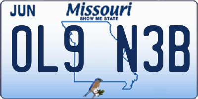 MO license plate OL9N3B