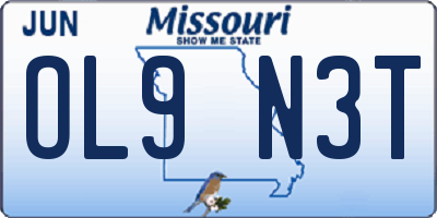 MO license plate OL9N3T