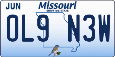 MO license plate OL9N3W