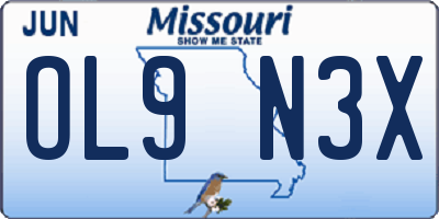 MO license plate OL9N3X