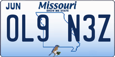 MO license plate OL9N3Z