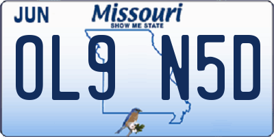 MO license plate OL9N5D