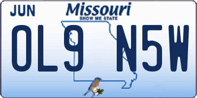 MO license plate OL9N5W
