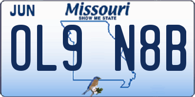 MO license plate OL9N8B