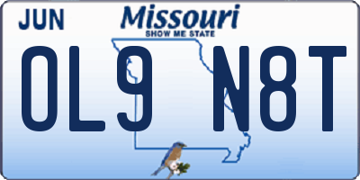 MO license plate OL9N8T