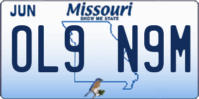 MO license plate OL9N9M