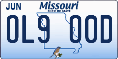 MO license plate OL9O0D