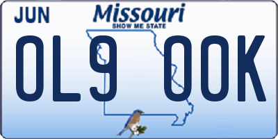 MO license plate OL9O0K