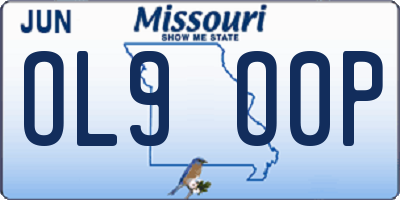 MO license plate OL9O0P