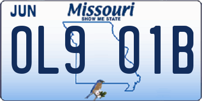 MO license plate OL9O1B