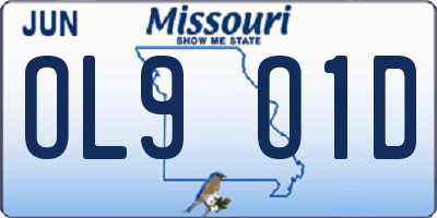 MO license plate OL9O1D