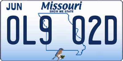 MO license plate OL9O2D