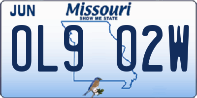 MO license plate OL9O2W