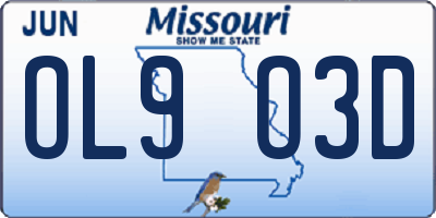 MO license plate OL9O3D
